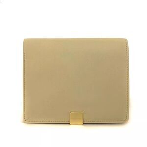 Burberry Nova Check Leather Bifold Wallet Ivory Beige Classic Designer